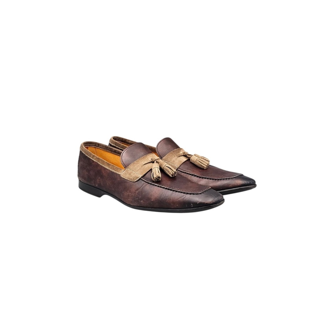 Magnanni Men's Size 11 US VGC Brown Leather Contrast Tassel Loafers Dress Shoes